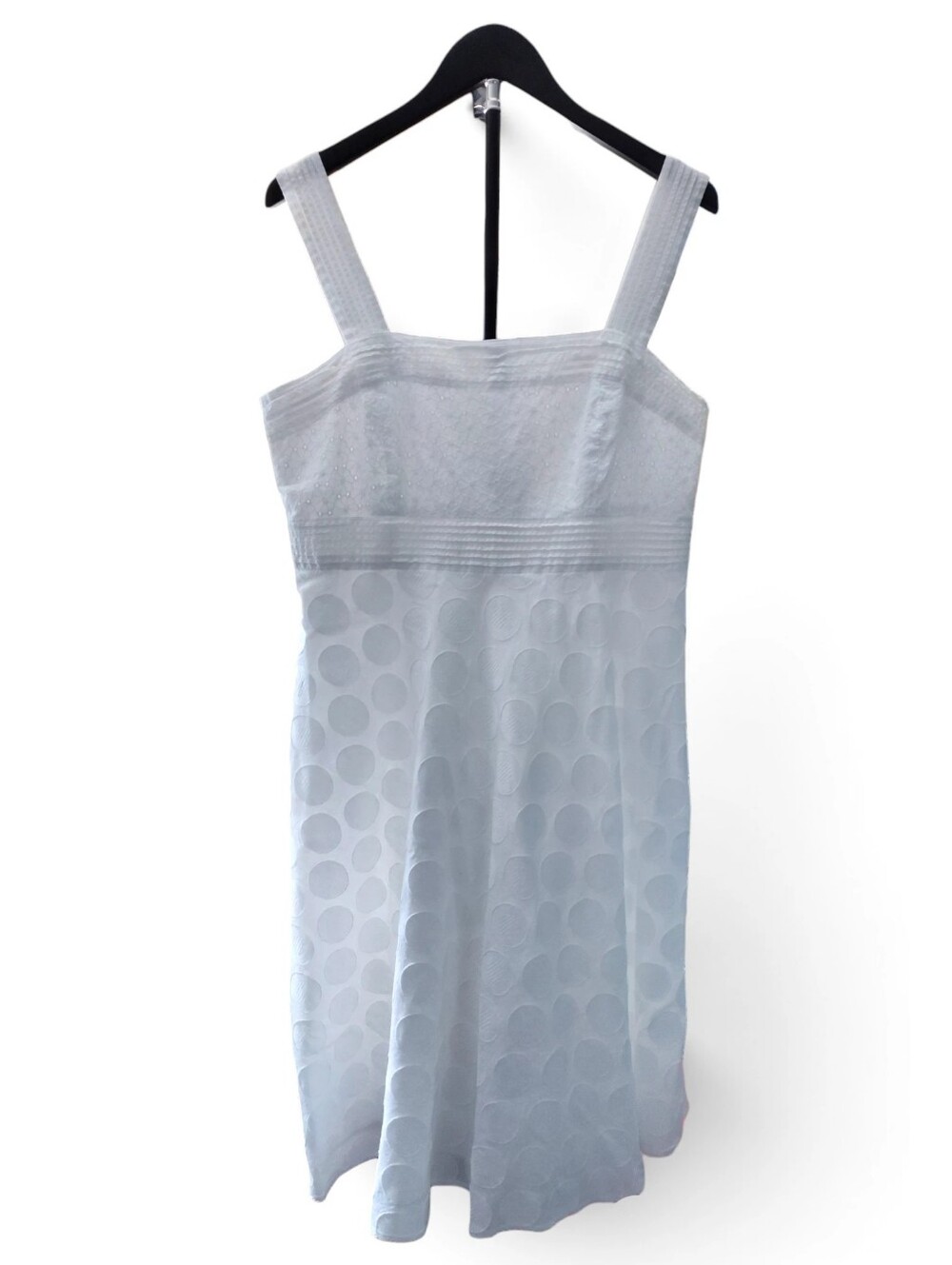 Dressbarn White Eyelet Geometric Fit & Flare Mini Sun Dress Womens Size 14 - Picture 2 of 11